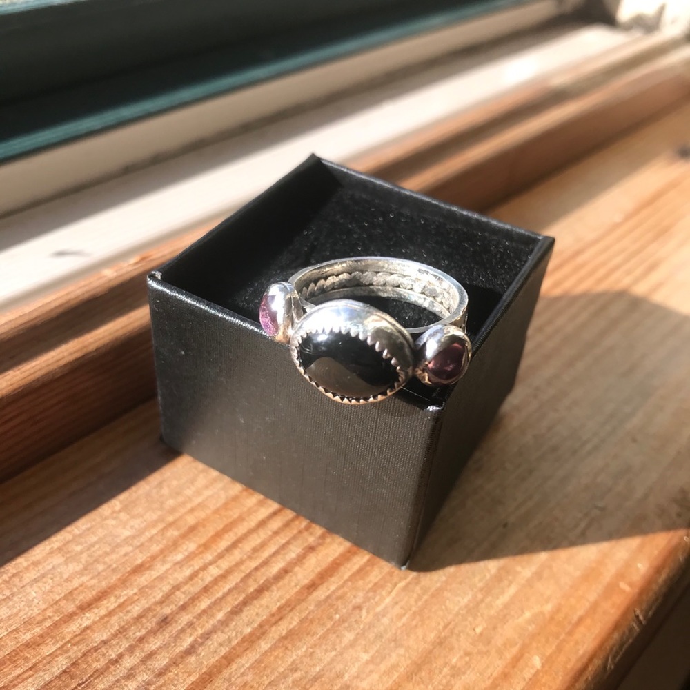 Handmade Onyx Three Stone Ring